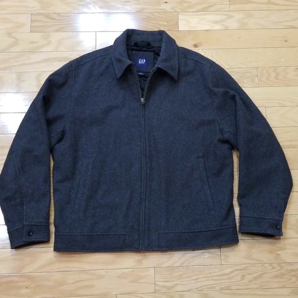 Gap Gray Wool Bomber Jacket Large - image 2